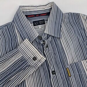 Armani Jeans Mens Striped Long Sleeve Button Up Shirt Size L
